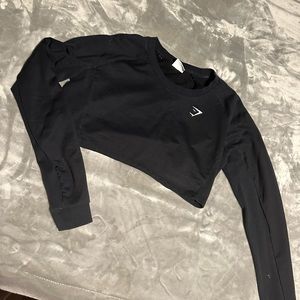Gym shark cropped black long sleeve size M